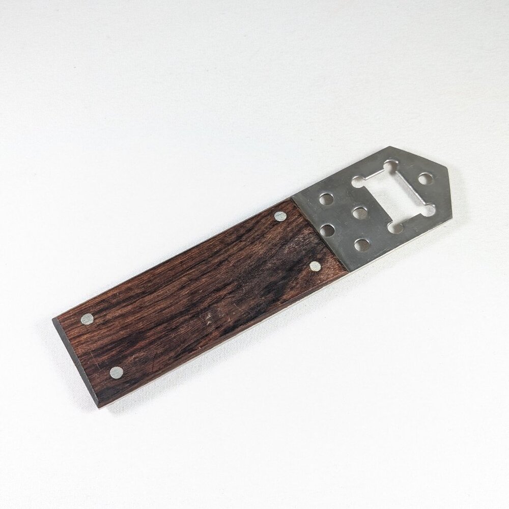 Large teak and steel flat bottle opener CQMA / COMA